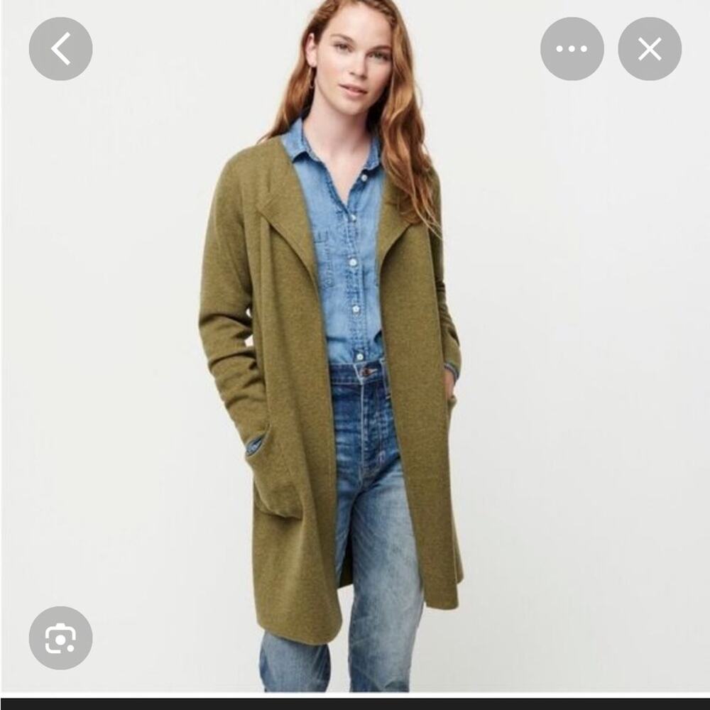 J. Crew Juliette Collarless Sweater-Blazer Green Small
